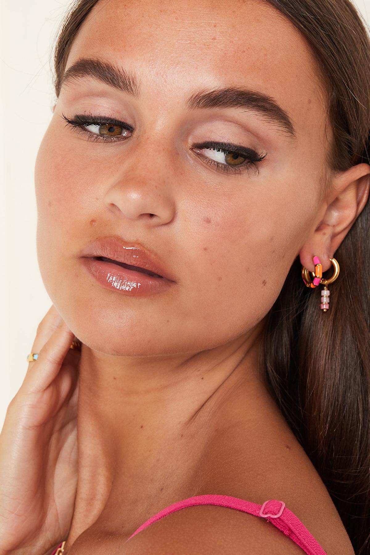 Stainless steel earrings color blocking Rose h5Picture2