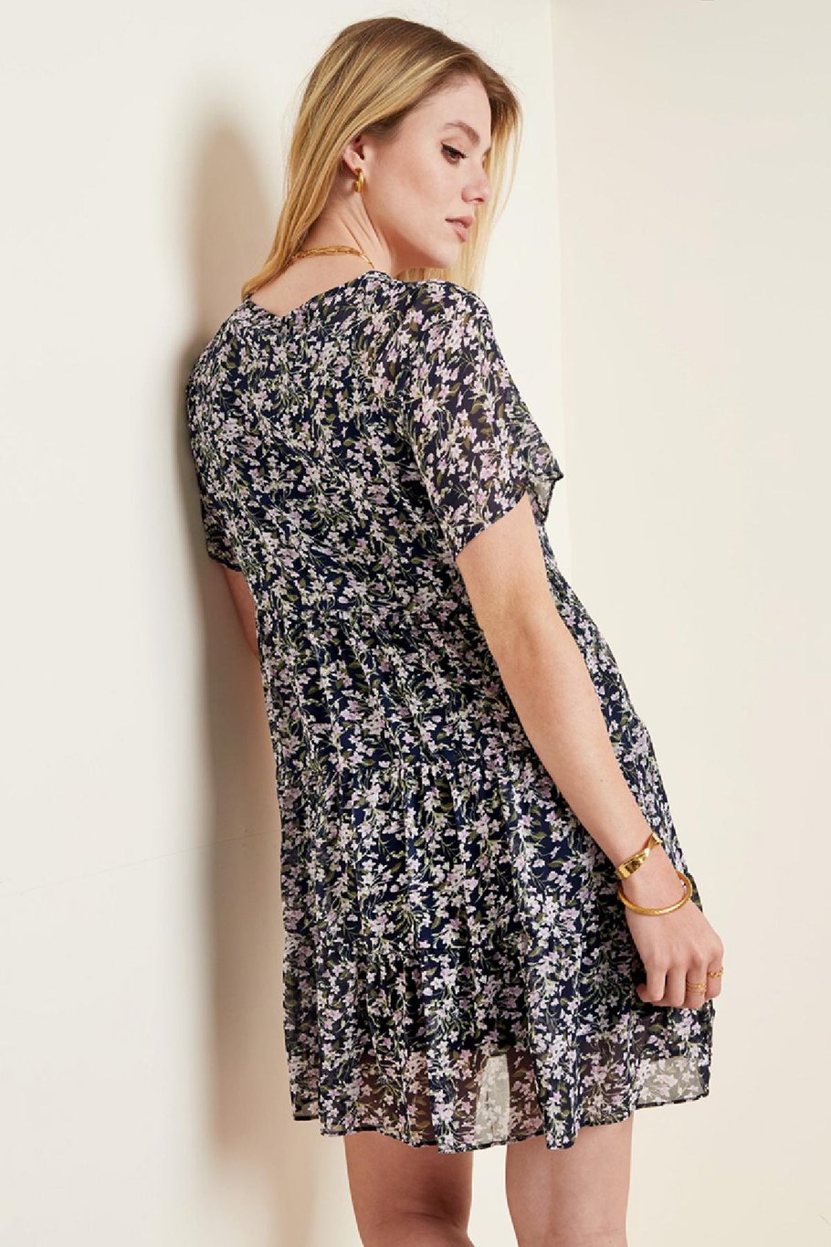 Robe d'été à imprimé fleuri Violet S h5Image5