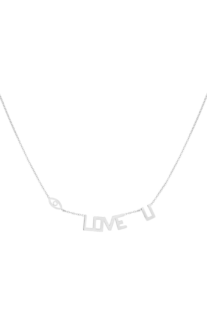 Stainless Steel LOVE U-Letter Eye Necklace - Silver Color color 