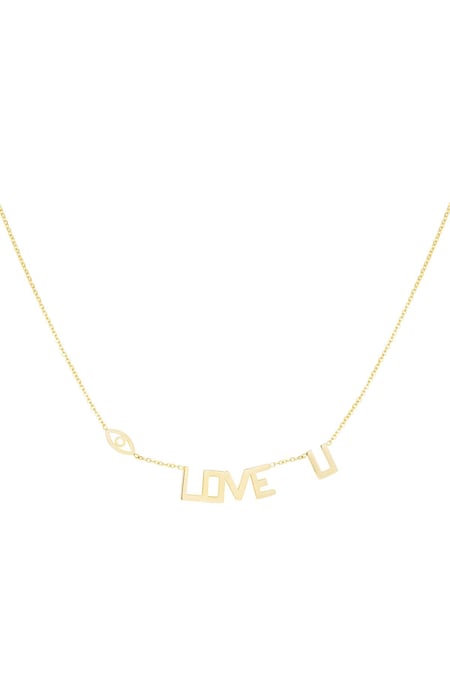 Necklace Love U Gold Color Stainless Steel