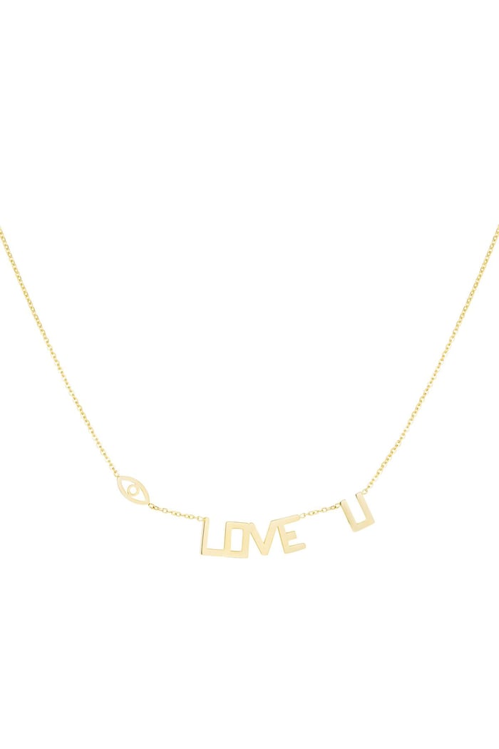 Necklace Love U Gold Color Stainless Steel 