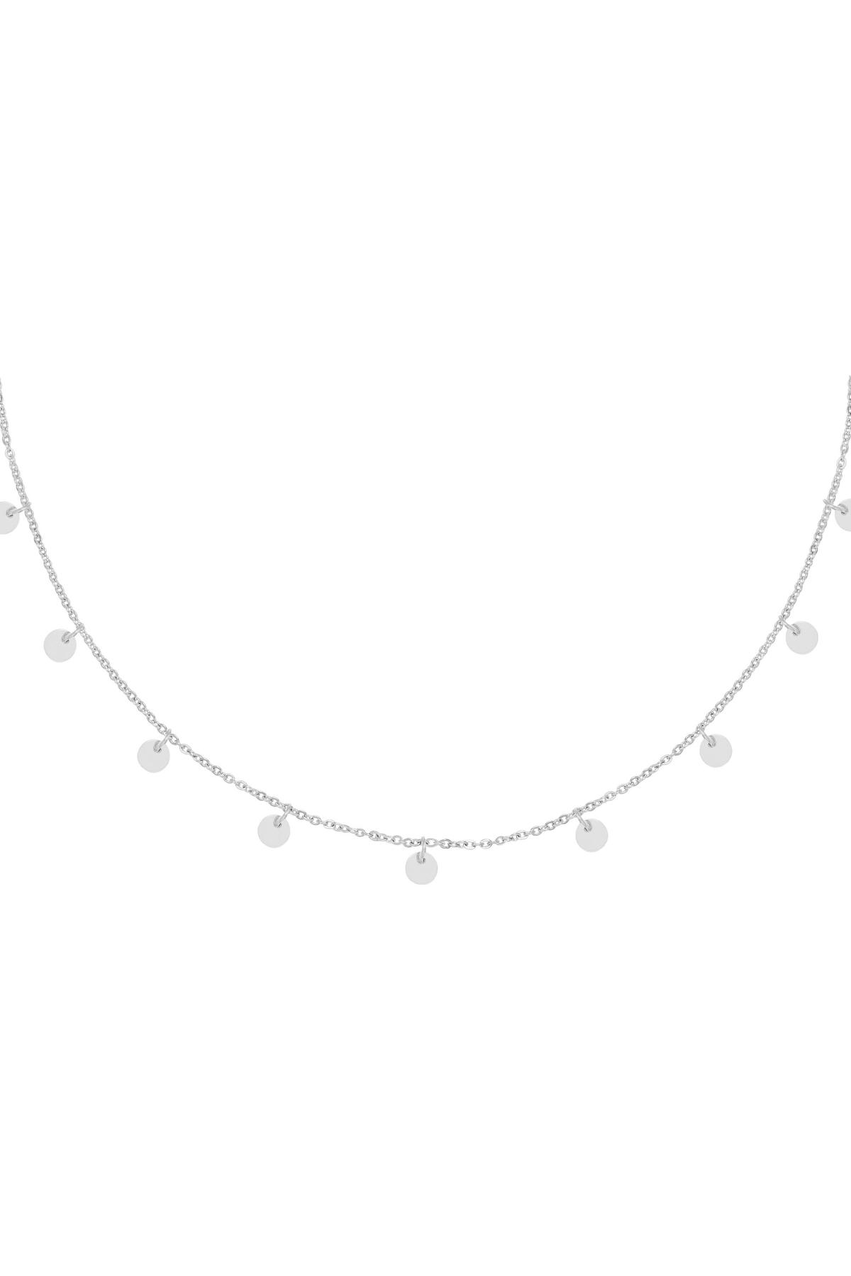 Necklace Floating Coins Silver Color Stainless Steel