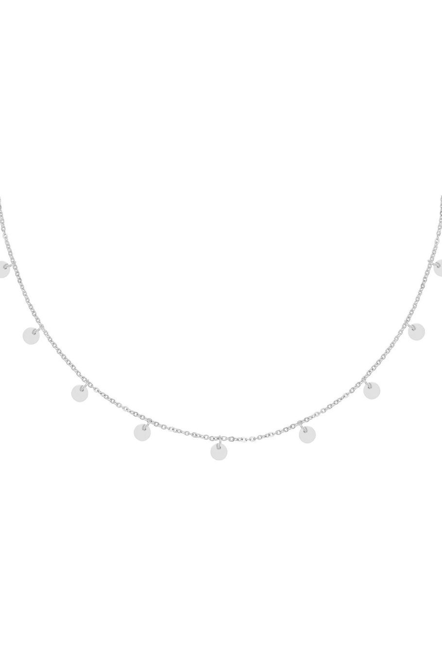 Necklace Floating Coins Silver Color Stainless Steel 