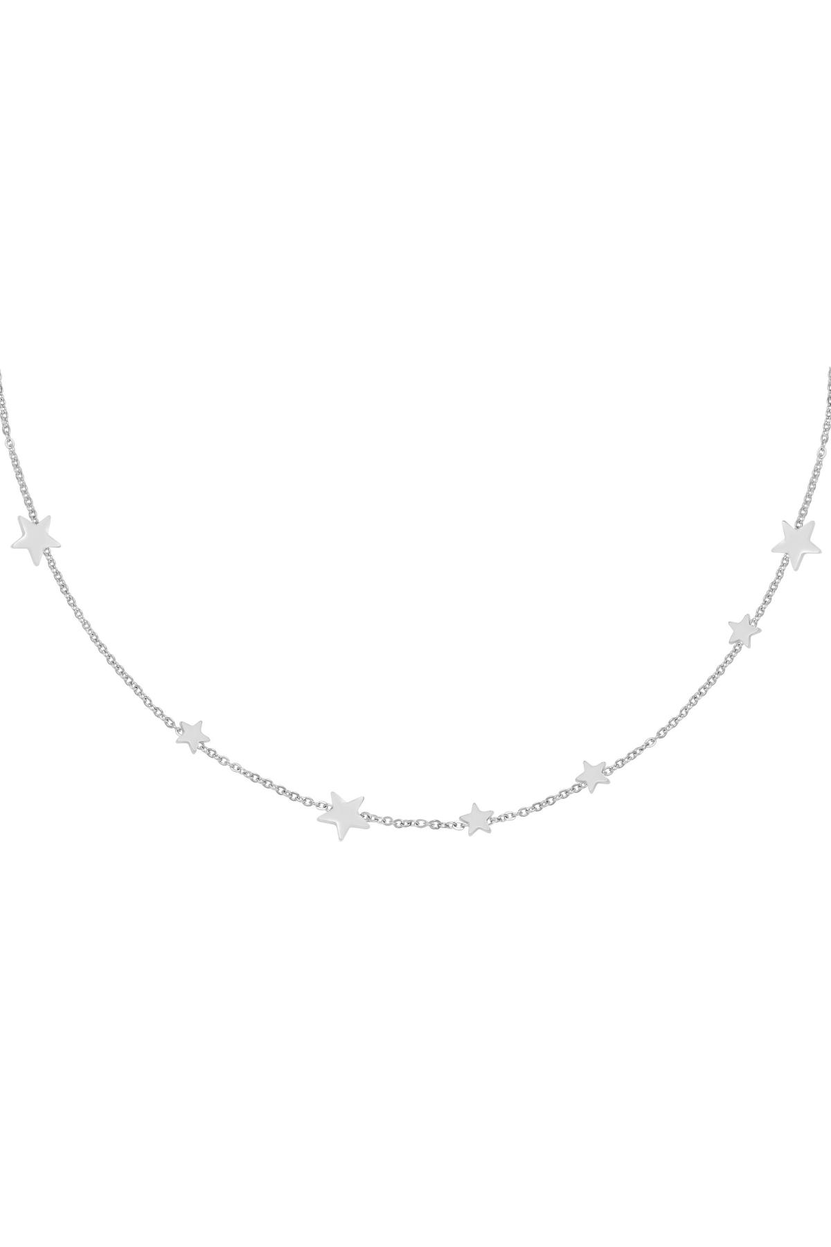 Necklace Row Coins Stars Silver Color Stainless Steel