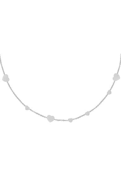 Necklace Row Coins Heart Silver Color Stainless Steel h5 