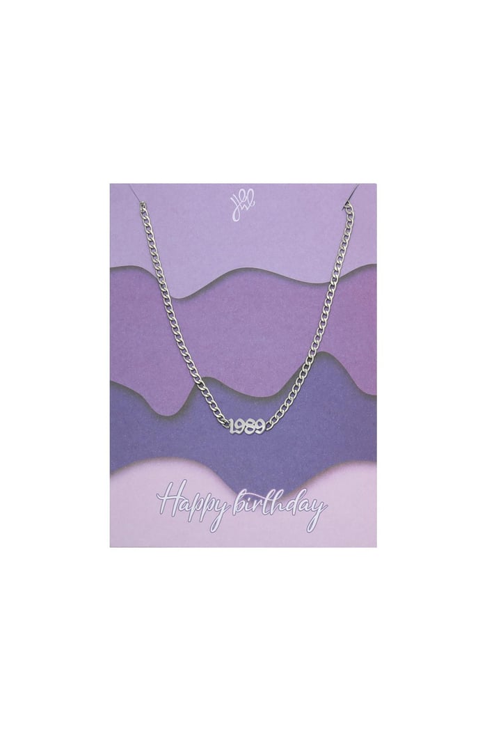 Necklace Happy Birthday Years - 1989 Silver Color Stainless Steel 