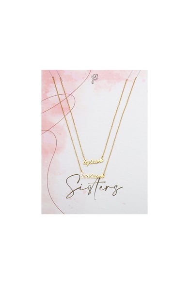 Necklace Big Little Sister Silver Color Stainless Steel h5 
