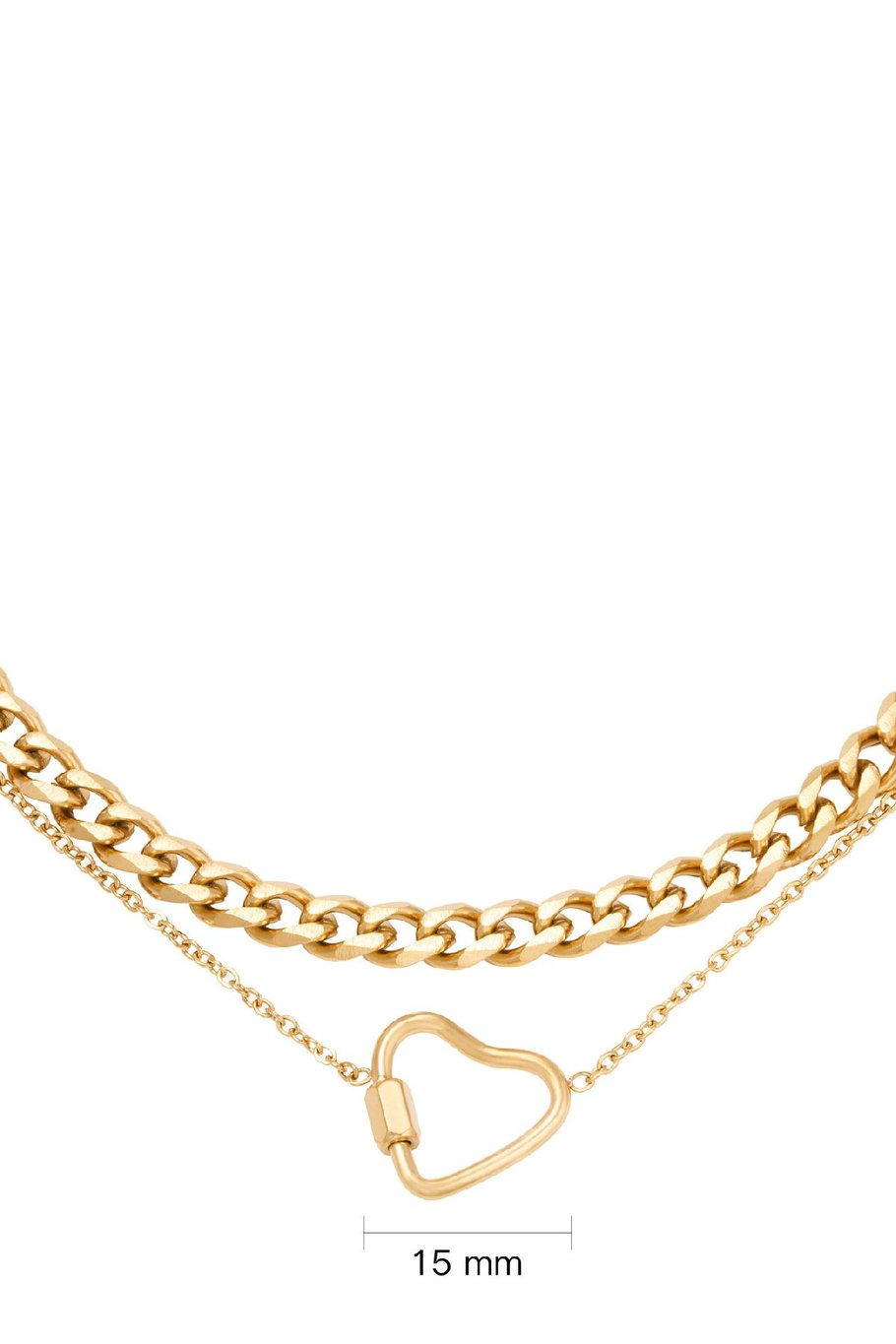 Ketting Chained Heart Goud kleur Stainless Steel Afbeelding4