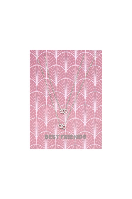 Necklace Card Best Friends Silver Color Stainless Steel