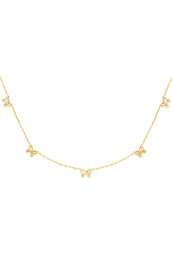 Necklace Little Butterflies Gold Color Stainless Steel 