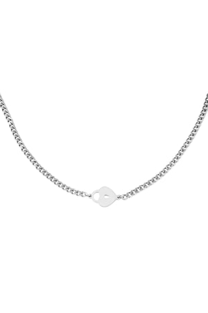 Necklace Locked Heart Silver Color Stainless Steel h5 