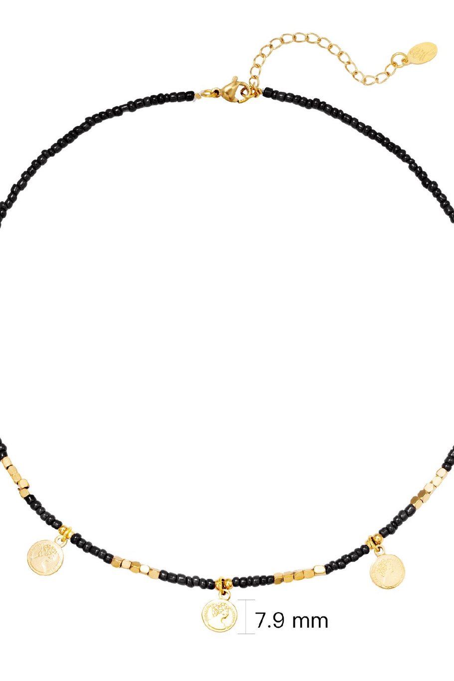 Ketting Beads And Coins Zwart Stainless Steel Afbeelding2