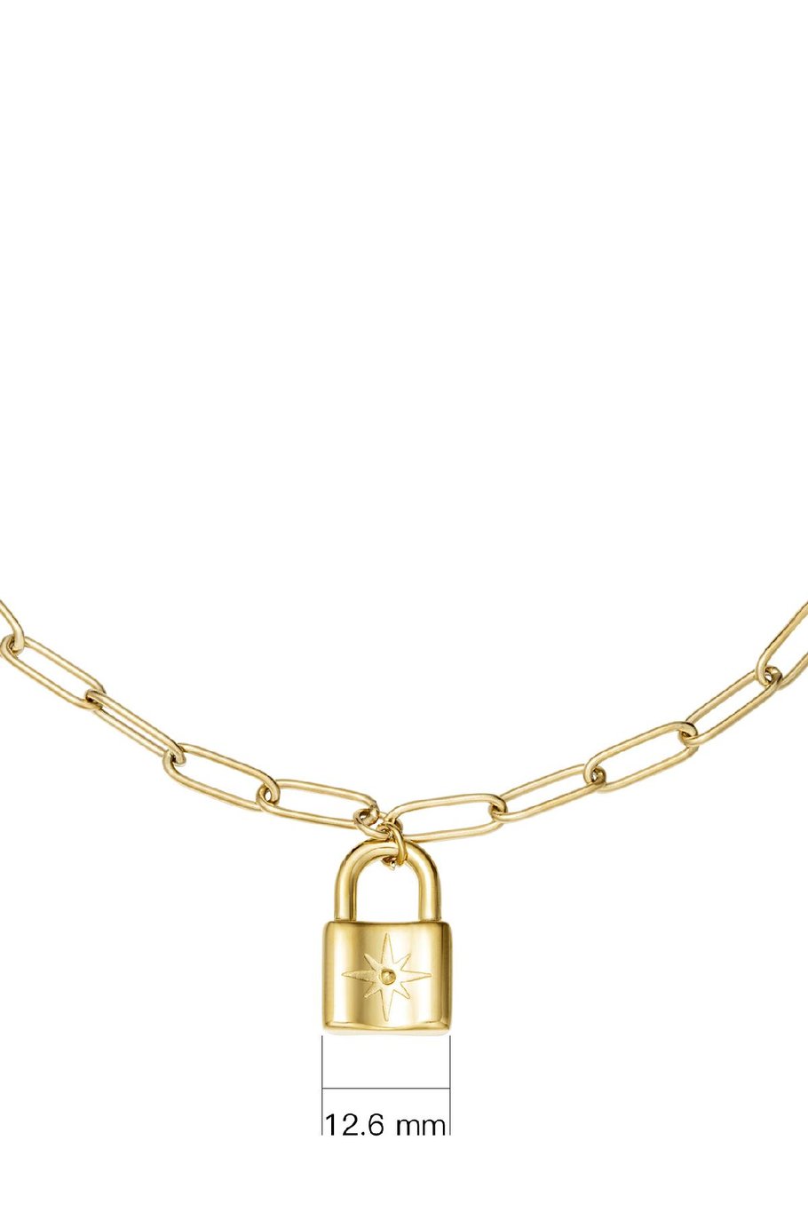 Necklace cute lock Gold Color Stainless Steel Picture4