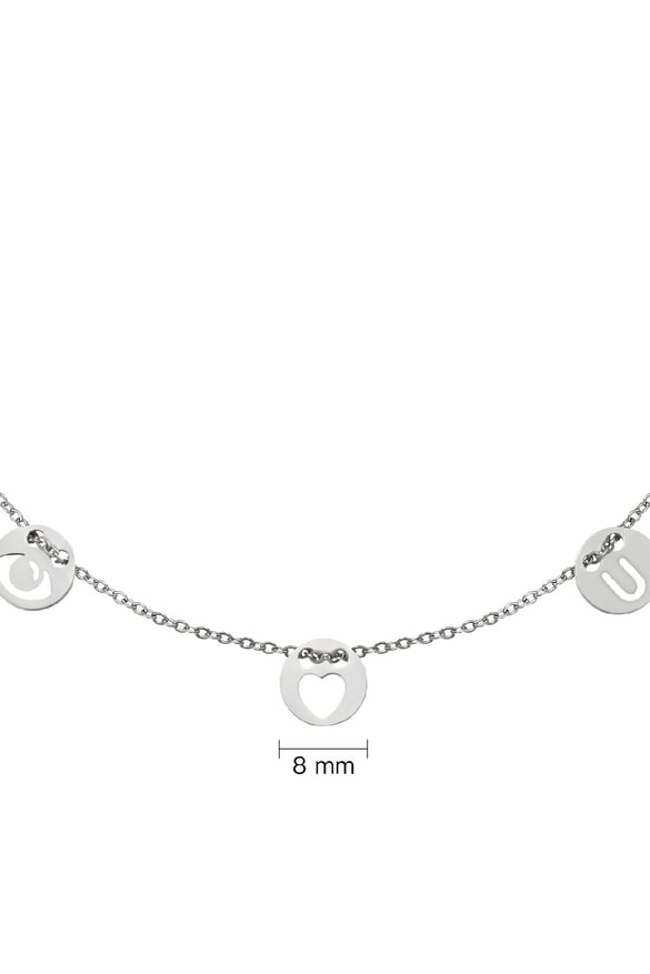 Necklace Eye-Love-You Coin Silver Color Stainless Steel