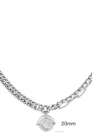 Klobige Halskette mit Mondanhänger Silber Edelstahl h5 Bild2