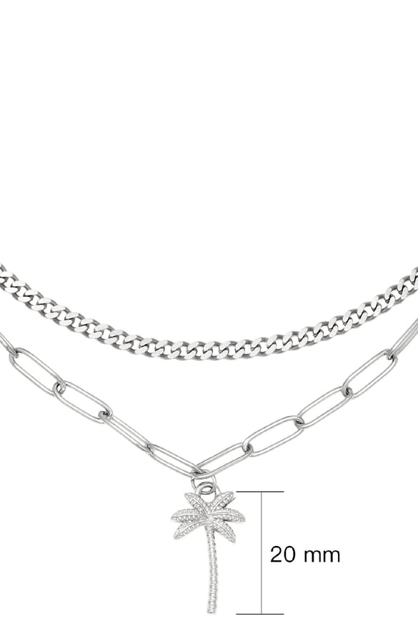 Collar Beachy Palm Plata Acero inoxidable