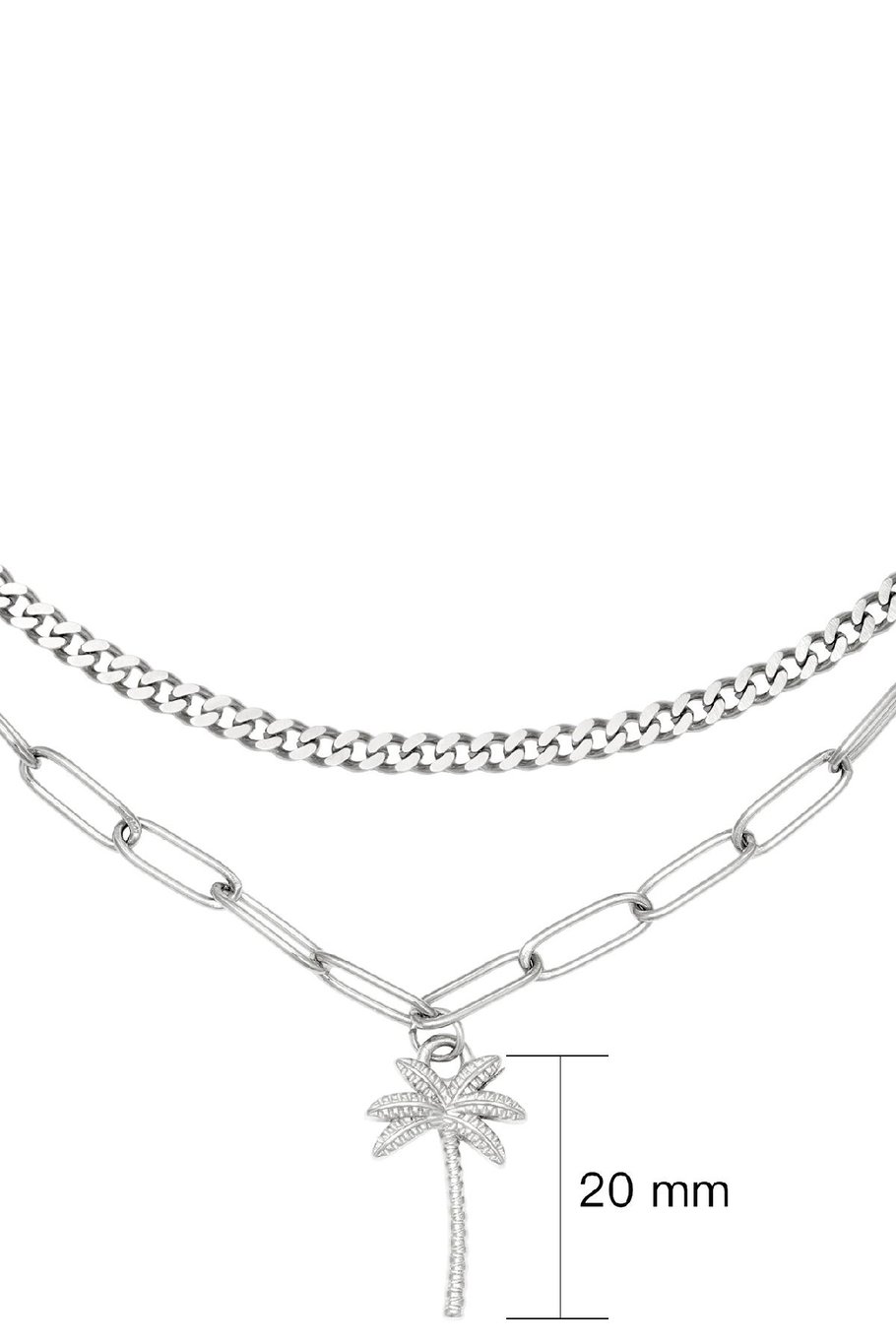 Necklace Beachy Palm Silver Color Stainless Steel Immagine2