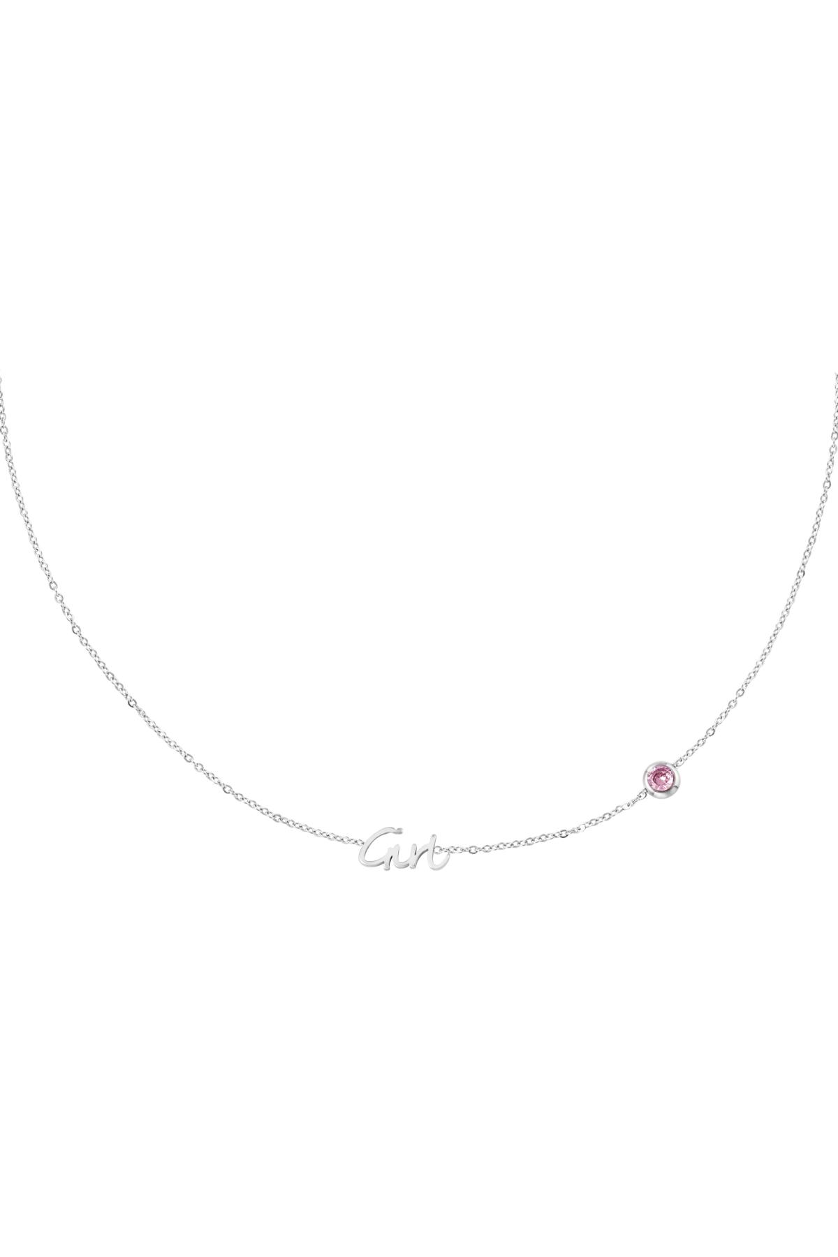 Birthstone Necklace Girl Silver Color Stainless Steel