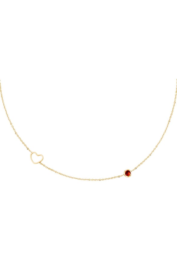 Geburtssteinkette Januar Goldfarbe Rot Edelstahl