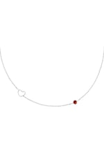 Red / Birthstone necklace January silver color Red Stainless Steel 