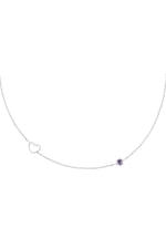 Purple / Birthstone necklace February silver color Purple Stainless Steel Picture11