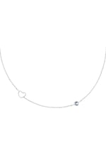 Light Blue / Birthstone necklace March silver color Light Blue Stainless Steel Picture3