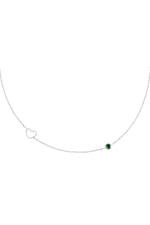 Green / Birthstone necklace May silver color Green Stainless Steel Picture4