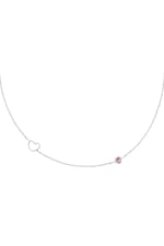 Pink / Birthstone necklace October silver color Pink Stainless Steel Picture5