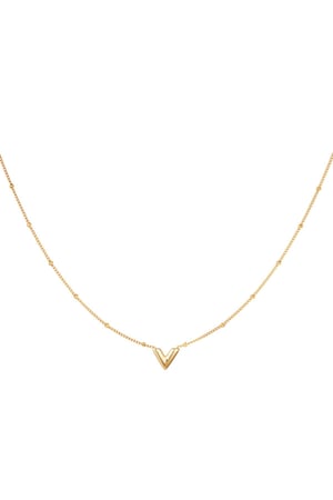 Stainless steel V necklace Gold color h5 