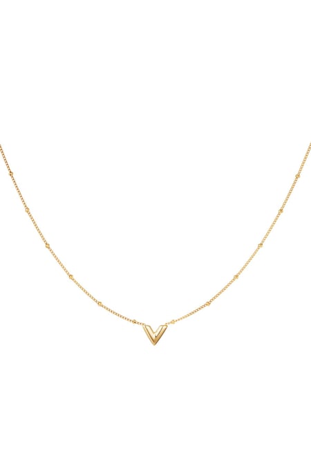 Stainless steel V necklace Gold color 2