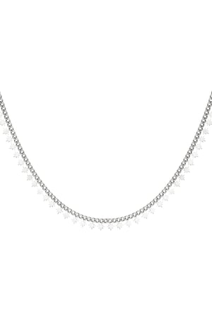 Stainless steel necklace sparkling stars Silver color h5 