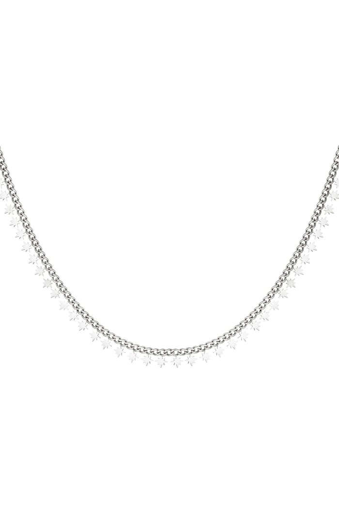 Stainless steel necklace sparkling stars Silver color 