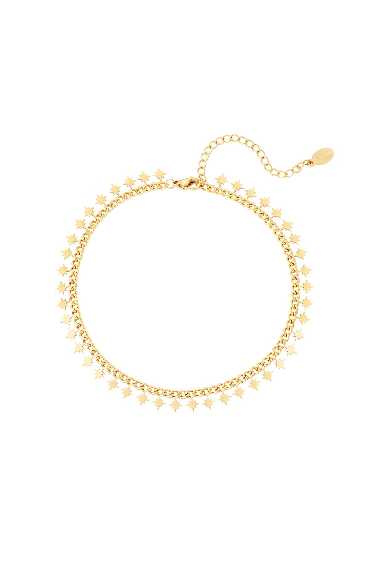 Stainless steel anklet sparkling stars Silver color