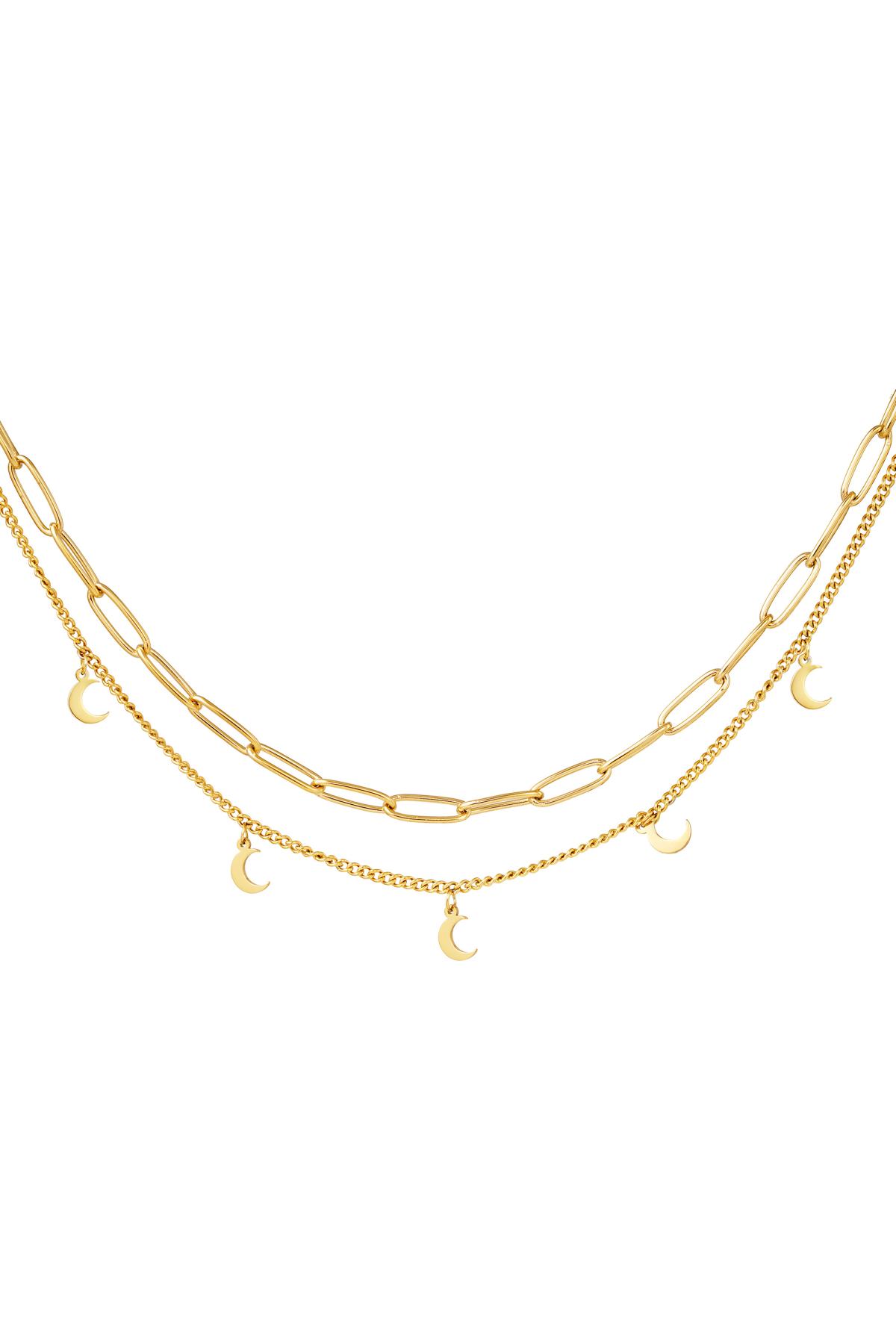 Necklace Chain Moon Gold Color Stainless Steel