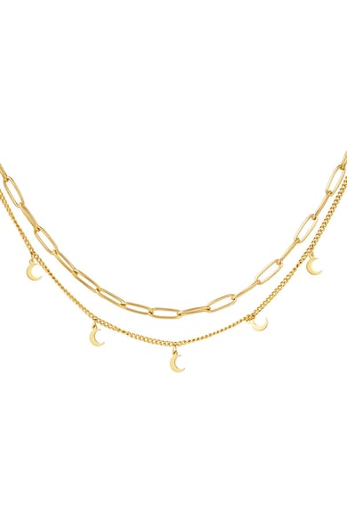 Necklace Chain Moon Gold Color Stainless Steel h5 