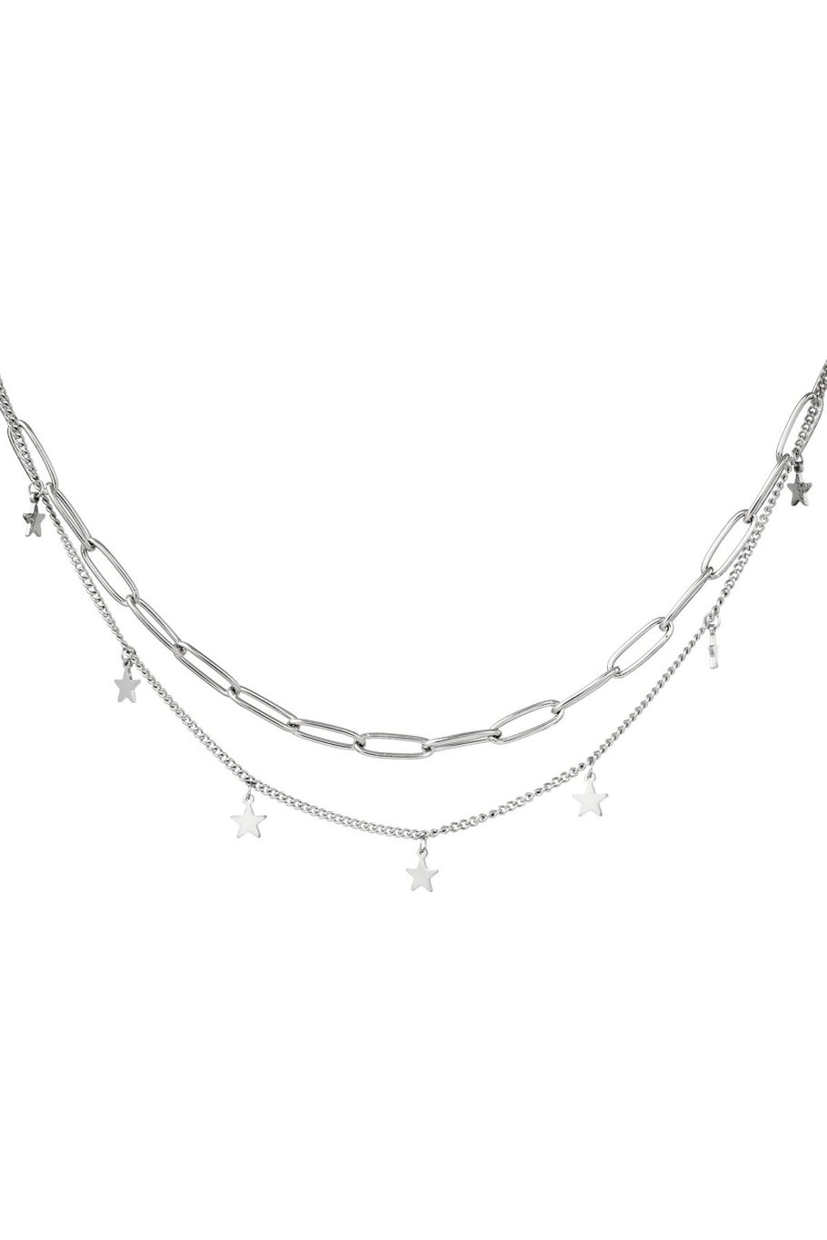 Necklace Chain Star Silver Color Stainless Steel 