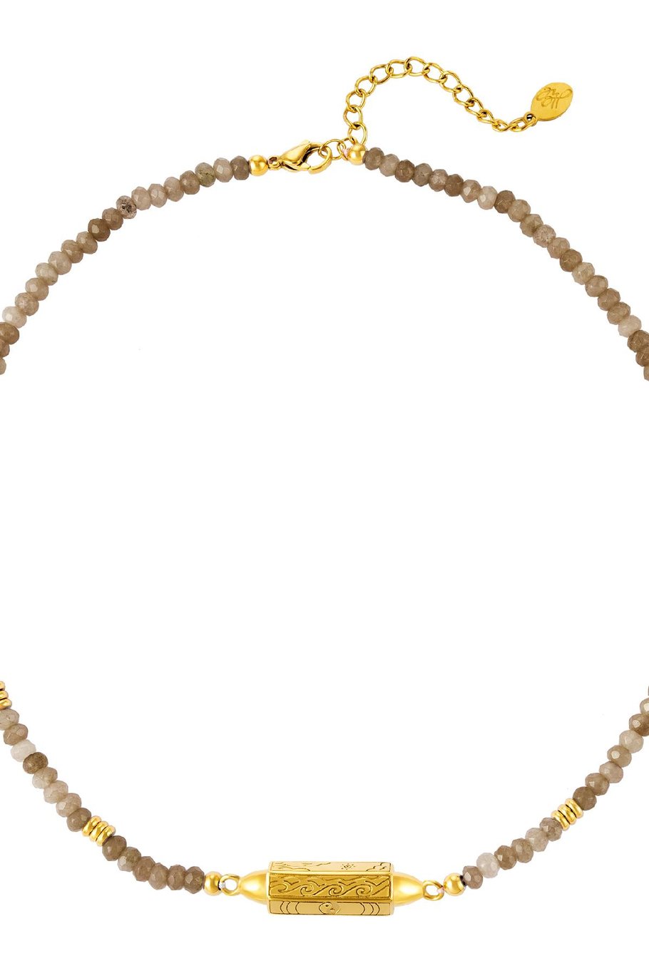 Collar de acero inoxidable con abalorios Rojo Imagen3
