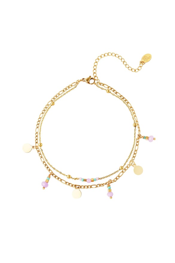 Double layered anklet Purple Stainless Steel
