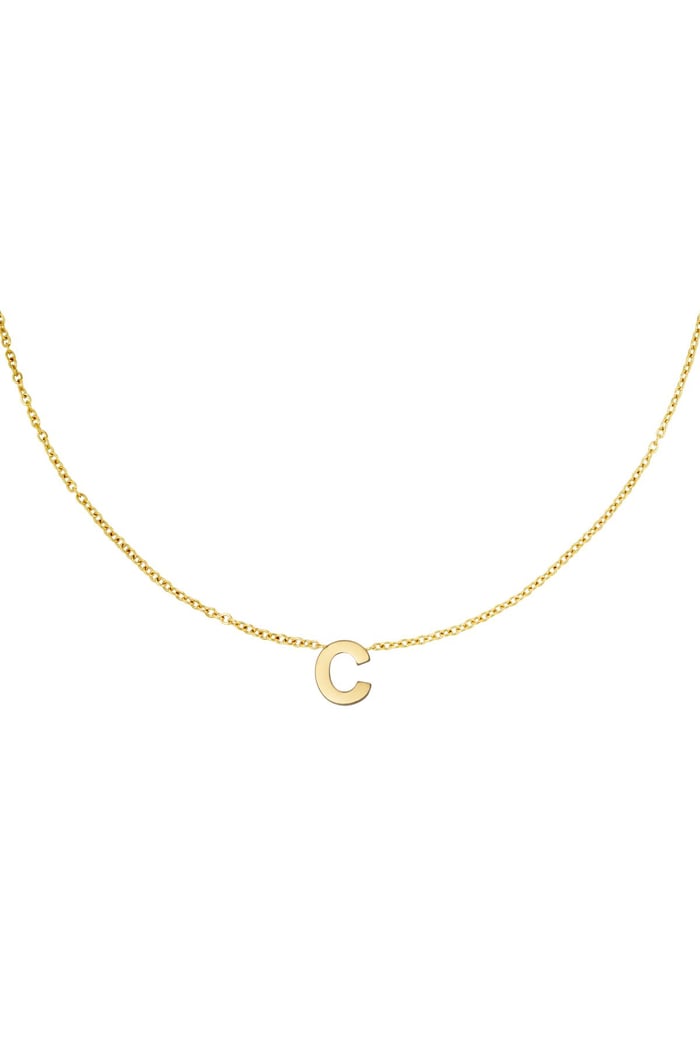 Stainless steel necklace initial C Gold color 