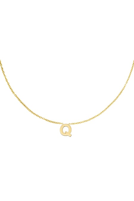 Stainless steel necklace initial Q Gold color 2