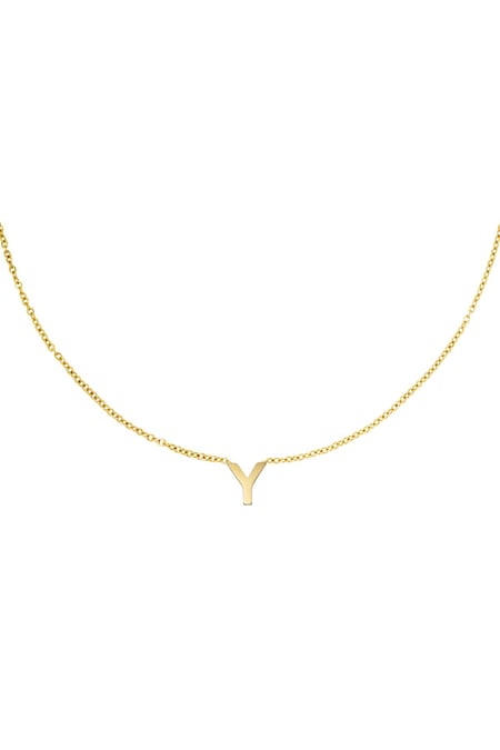 Stainless steel necklace initial Y Gold color