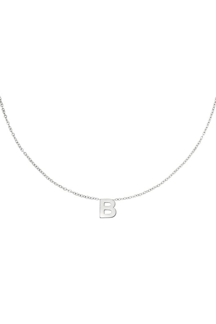 Stainless steel necklace initial B Silver color 