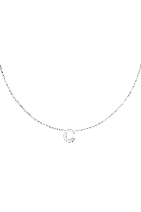 Stainless steel necklace initial C Silver color