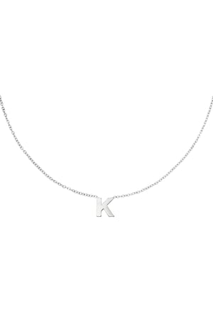 Stainless steel necklace initial K Silver color h5 