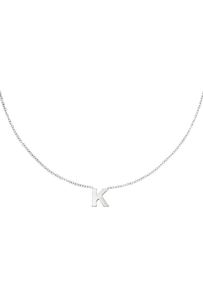 Stainless steel necklace initial K Silver color 