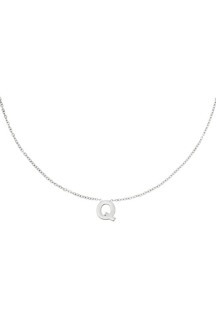 Stainless steel necklace initial Q Silver color 