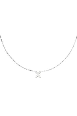 Stainless steel necklace initial X Silver color h5 