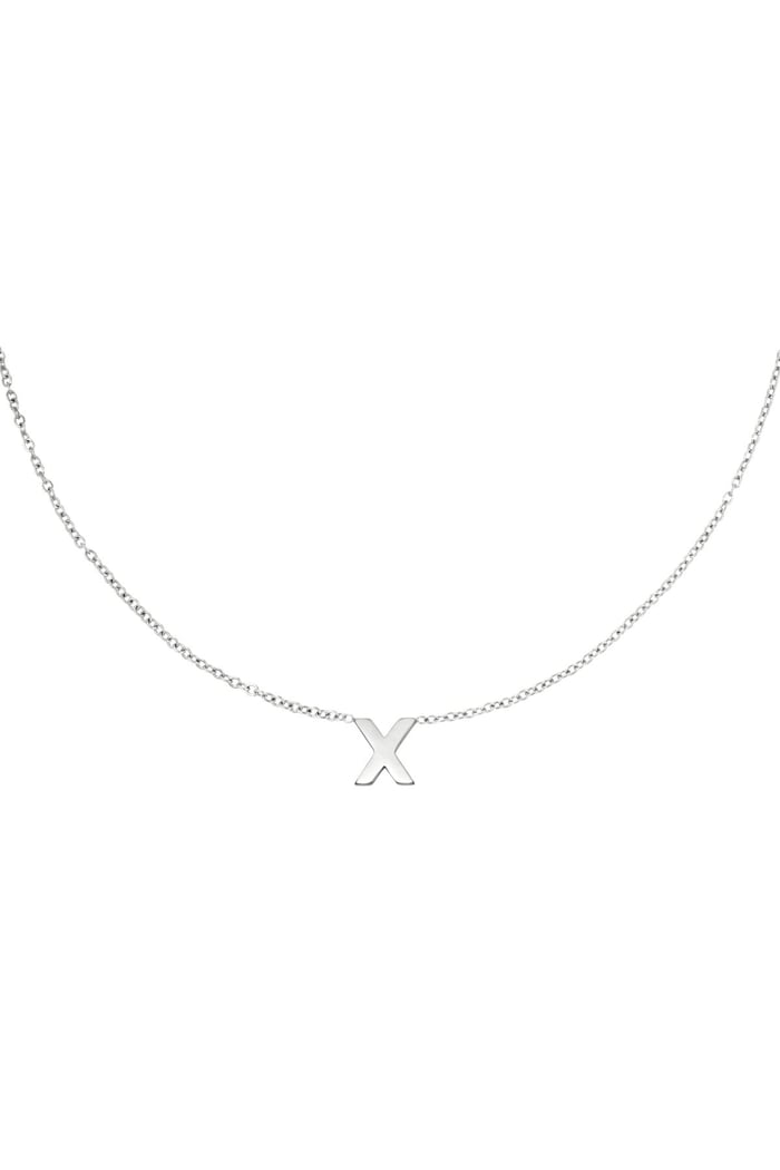 Stainless steel necklace initial X Silver color 