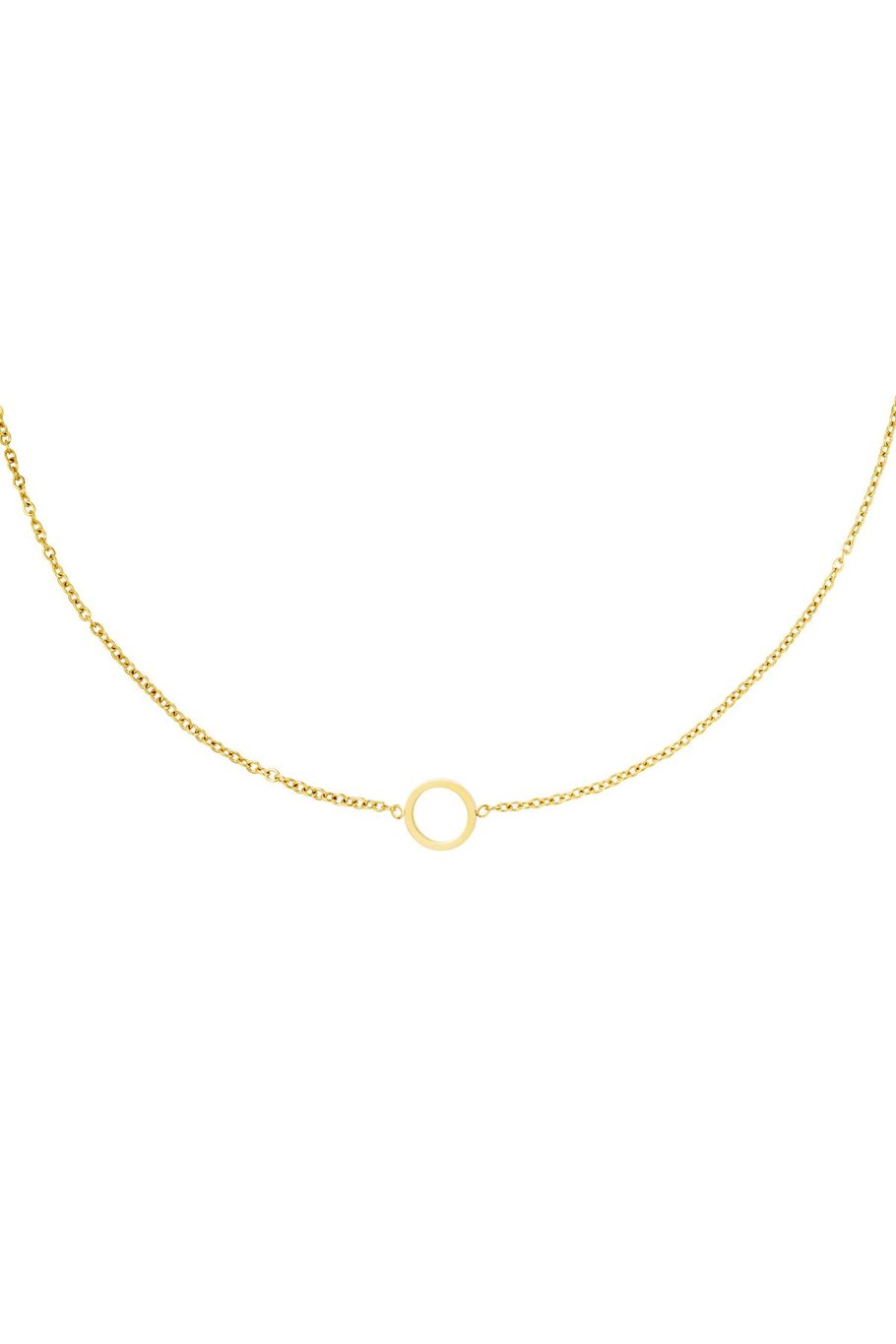 Minimalistic necklace open circle Gold Color Stainless Steel 