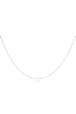 Silver color / Minimalistic necklace open star Silver Color Stainless Steel 